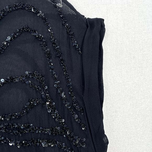 ALLSAINTS Ales Dress Womens US 2 Black Short Sleeve Sequin Embellished Shift - Picture 14 of 16